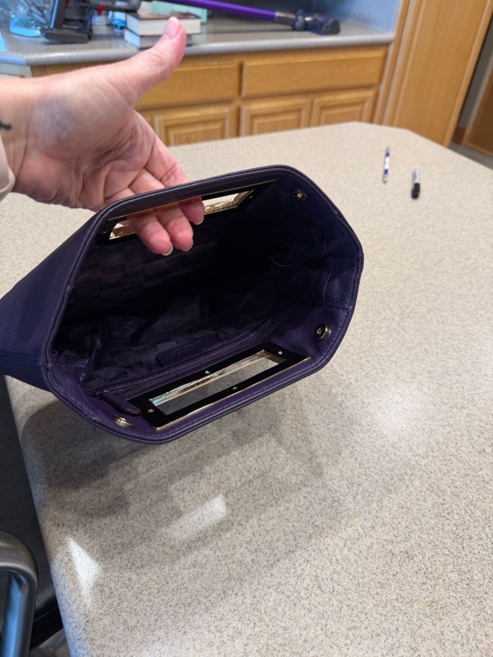 Michael Kors purple Berkeley Leather hand Clutch - Picture 12 of 15